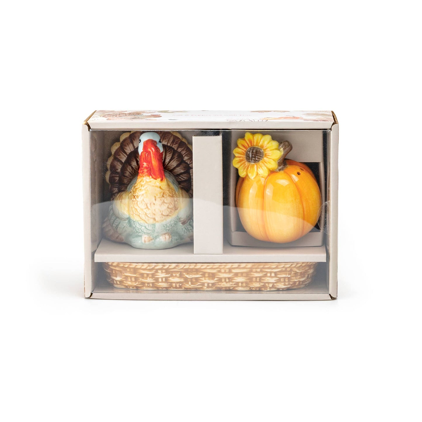 Turkey and Pumpkin Salt and Pepper Shaker Set - Gift Boxed