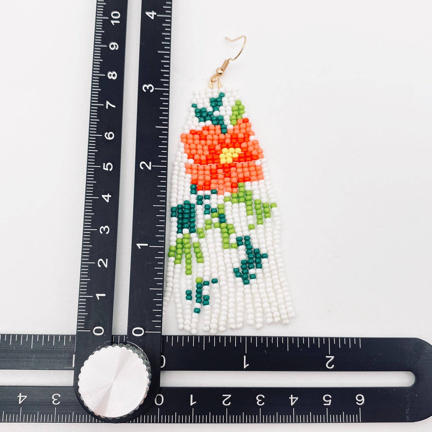 A178 Earrings | Rose Design | Seed Beads | Dangle - The Country Rabbit Gifts & Décor