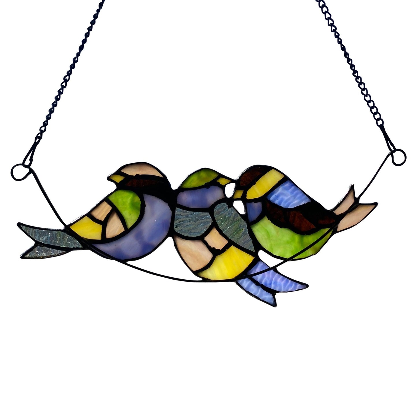 A200 Stained Glass Window Hang | Three Birds Perched on a Branch - The Country Rabbit Gifts & Décor
