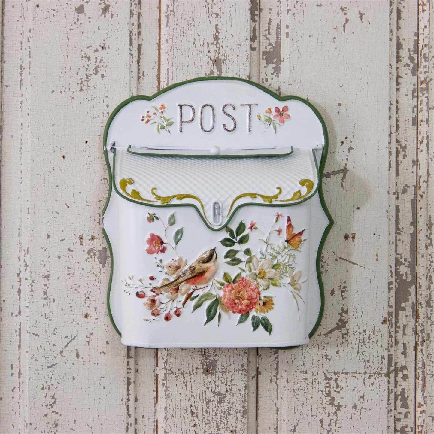 A292 Metal Post Box with Flowers and Birds - The Country Rabbit Gifts & Décor