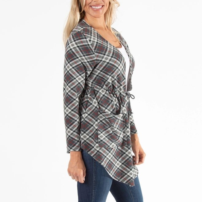 A319 Cardigan - Gray Plaid - The Country Rabbit Gifts & Décor