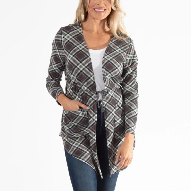 A319 Cardigan - Gray Plaid - The Country Rabbit Gifts & Décor