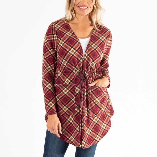 A321 Cardigan - Red Plaid - The Country Rabbit Gifts & Décor