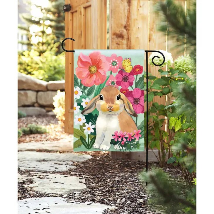 A348 Garden Flag Floral Bunny Love - The Country Rabbit Gifts & Décor