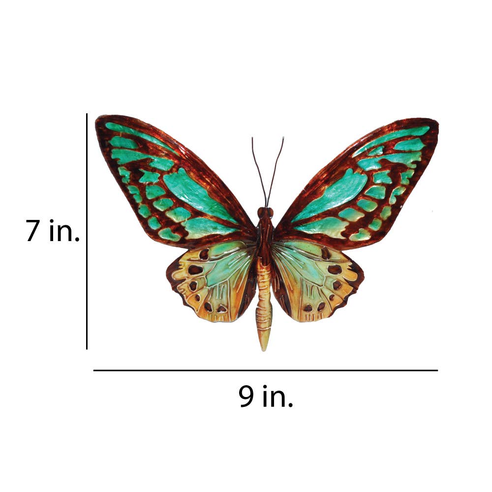 A380 Butterfly Wall Décor | Metal and Capiz | Shades of Aqua, Golds and Browns - The Country Rabbit Gifts & Décor