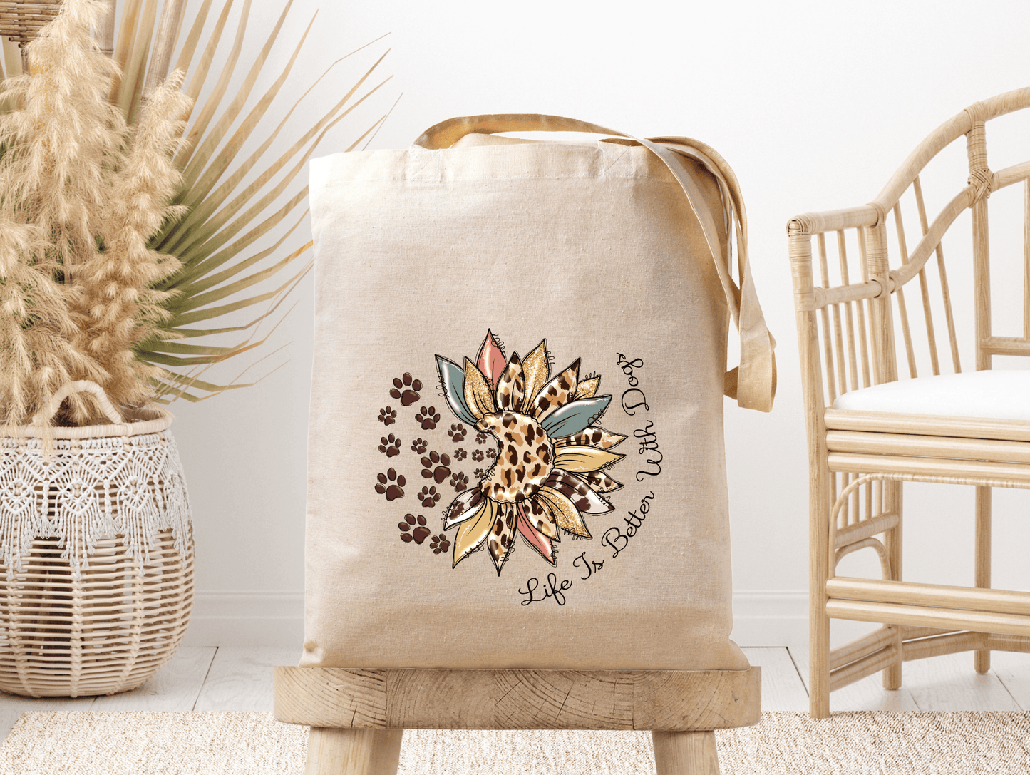 A462 Canvas Tote Bag | Life is Better with Dogs Design - The Country Rabbit Gifts & Décor