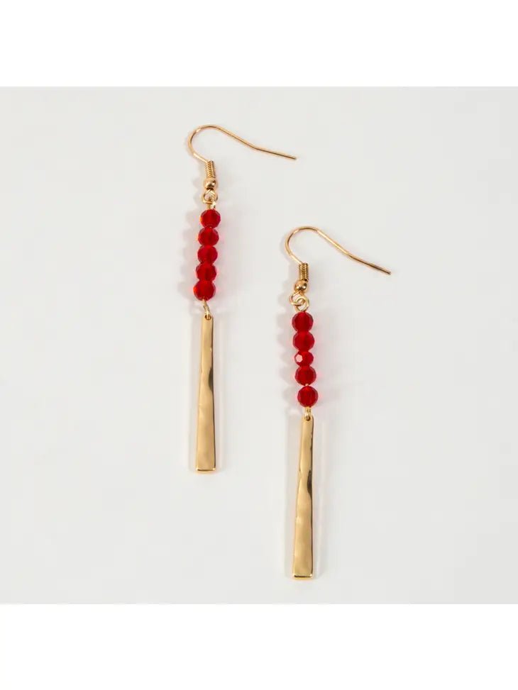 A469 Earrings - Glass Beads and Rectangle Bar - The Country Rabbit Gifts & Décor