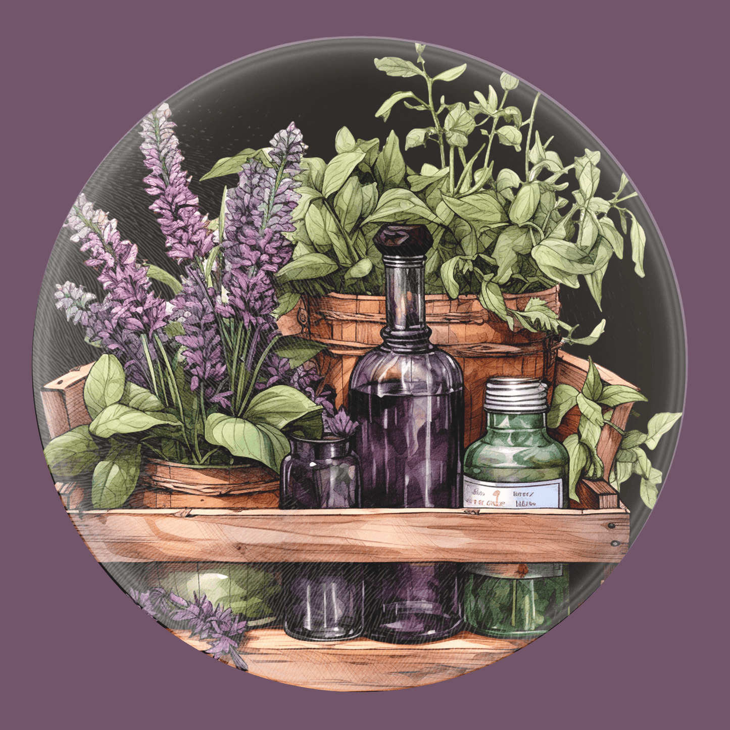 Apothecary Bottle Charcuterie Glass Cutting Board with Herbs 8 Inch - The Country Rabbit Gifts & Décor