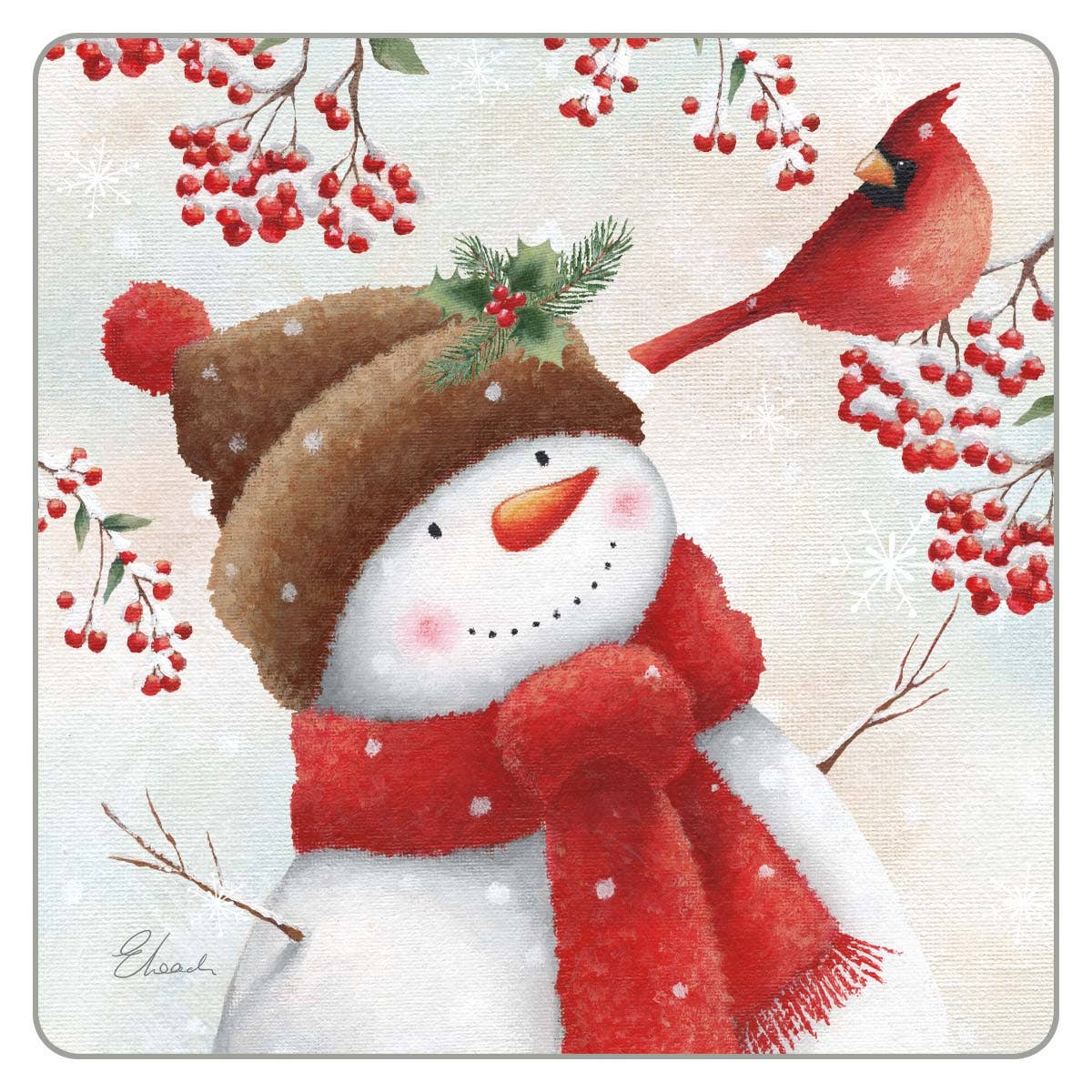 Berry Snowman Coaster - The Country Rabbit Gifts & Décor
