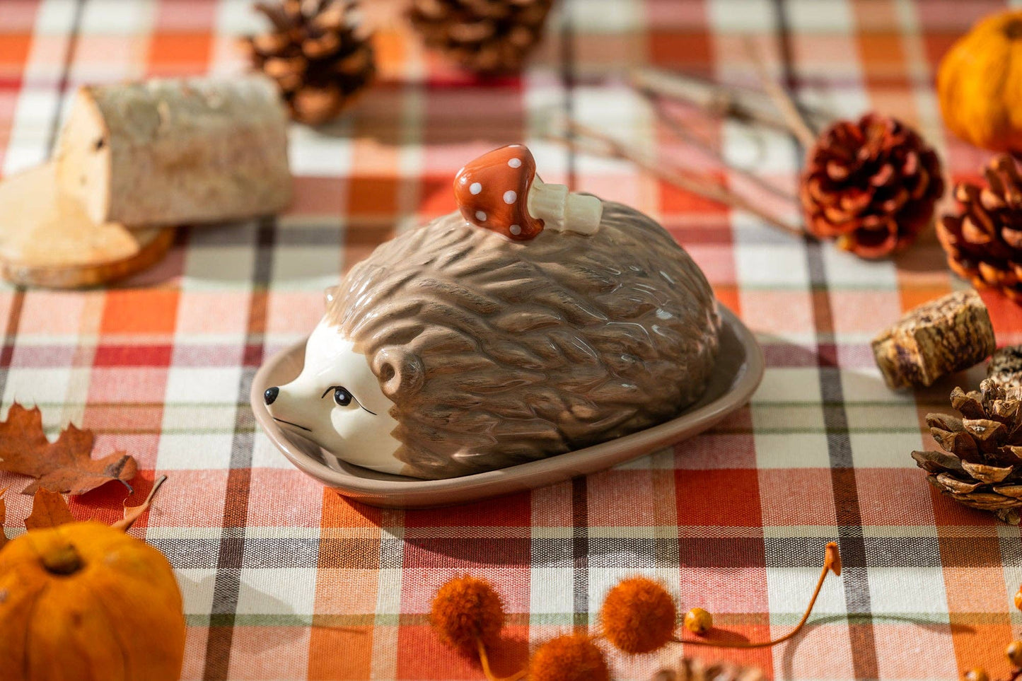 Brown Hedgehog Butter Dish - The Country Rabbit Gifts & Décor