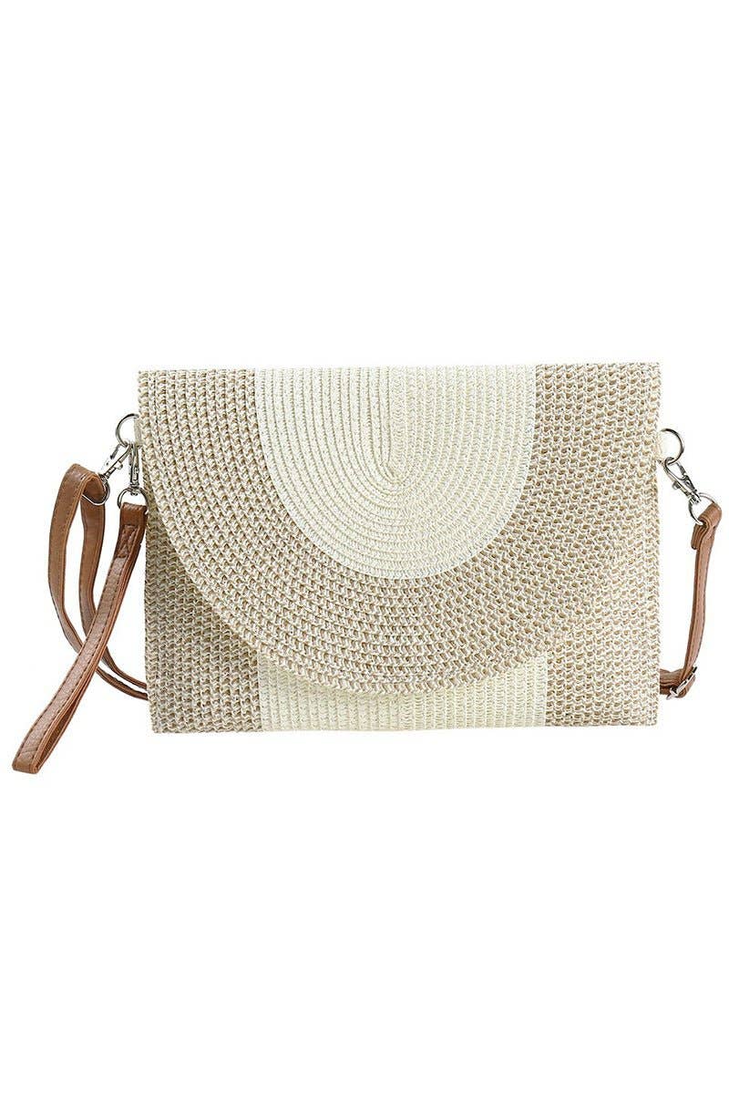 Capri Beige Straw Envelope Crossbody Clutch - The Country Rabbit Gifts & Décor