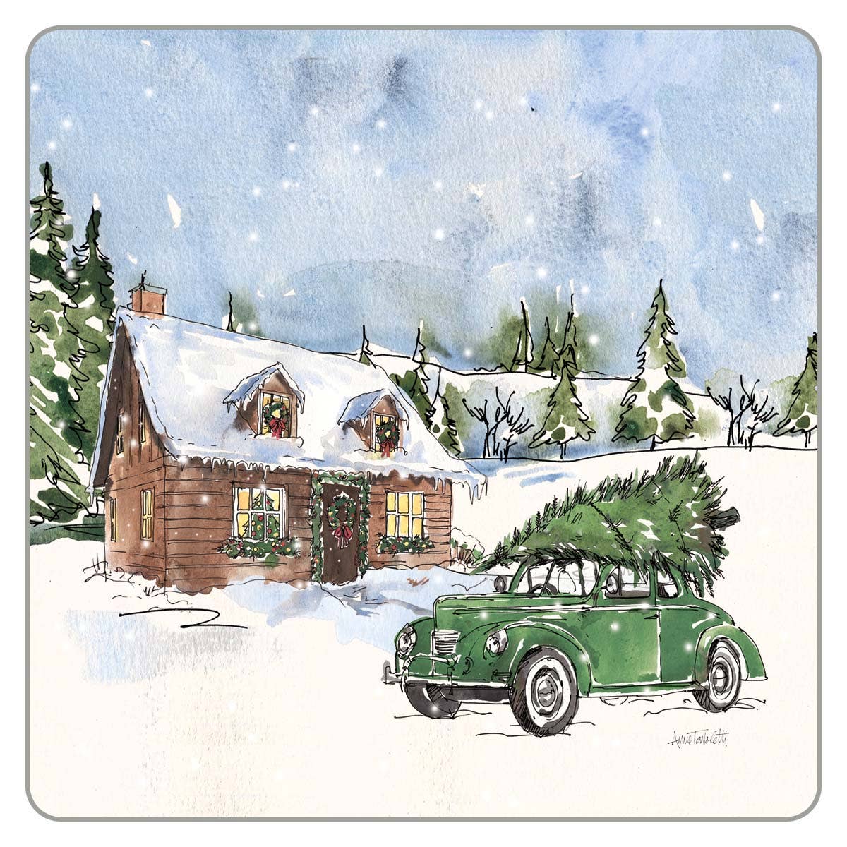 Christmas in the Woods Coaster - The Country Rabbit Gifts & Décor