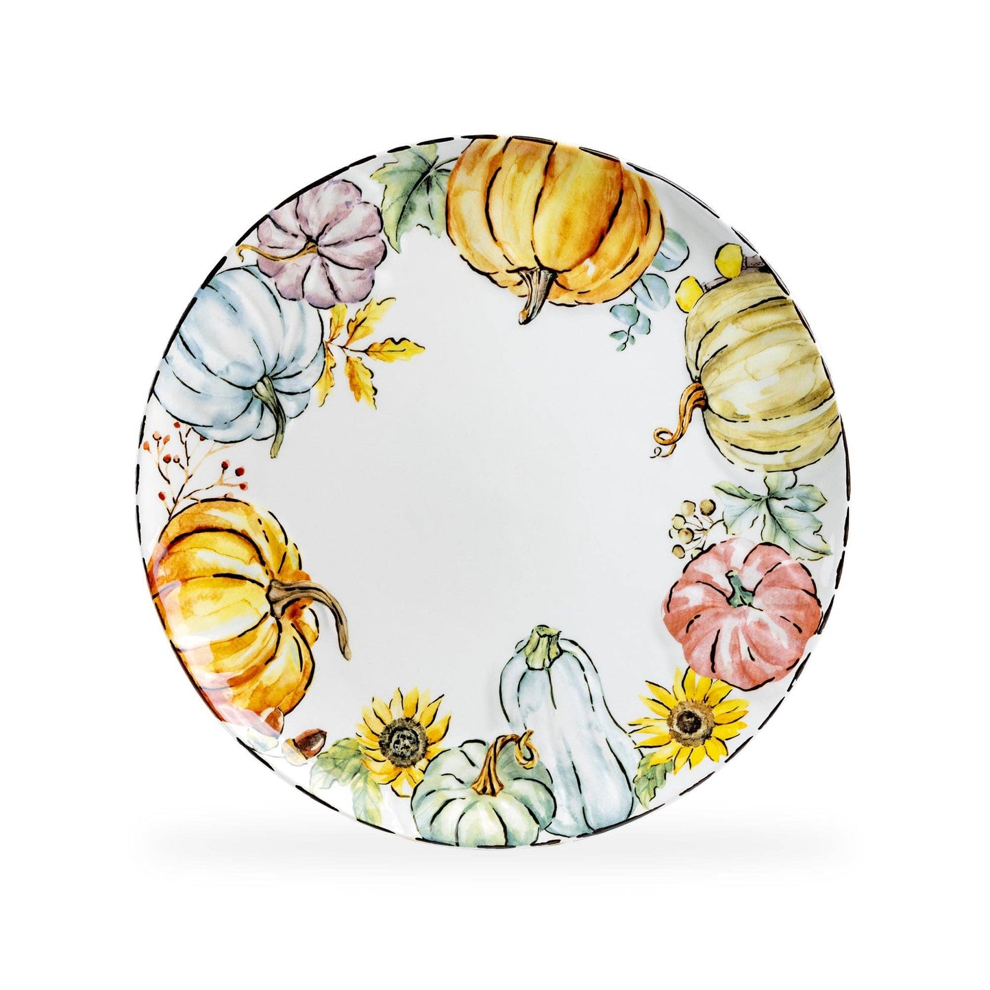 Dinner Plate Fall Pumpkins with Sunflowers 10.5" - The Country Rabbit Gifts & Décor