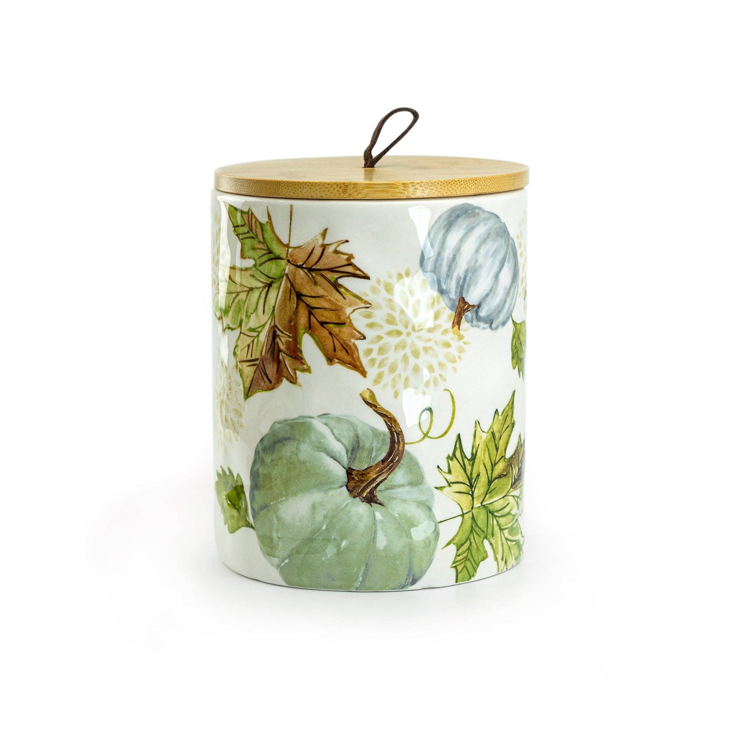 Fall Pumpkins with Leaves Canister with Bamboo Lid 1.9 Quart - The Country Rabbit Gifts & Décor
