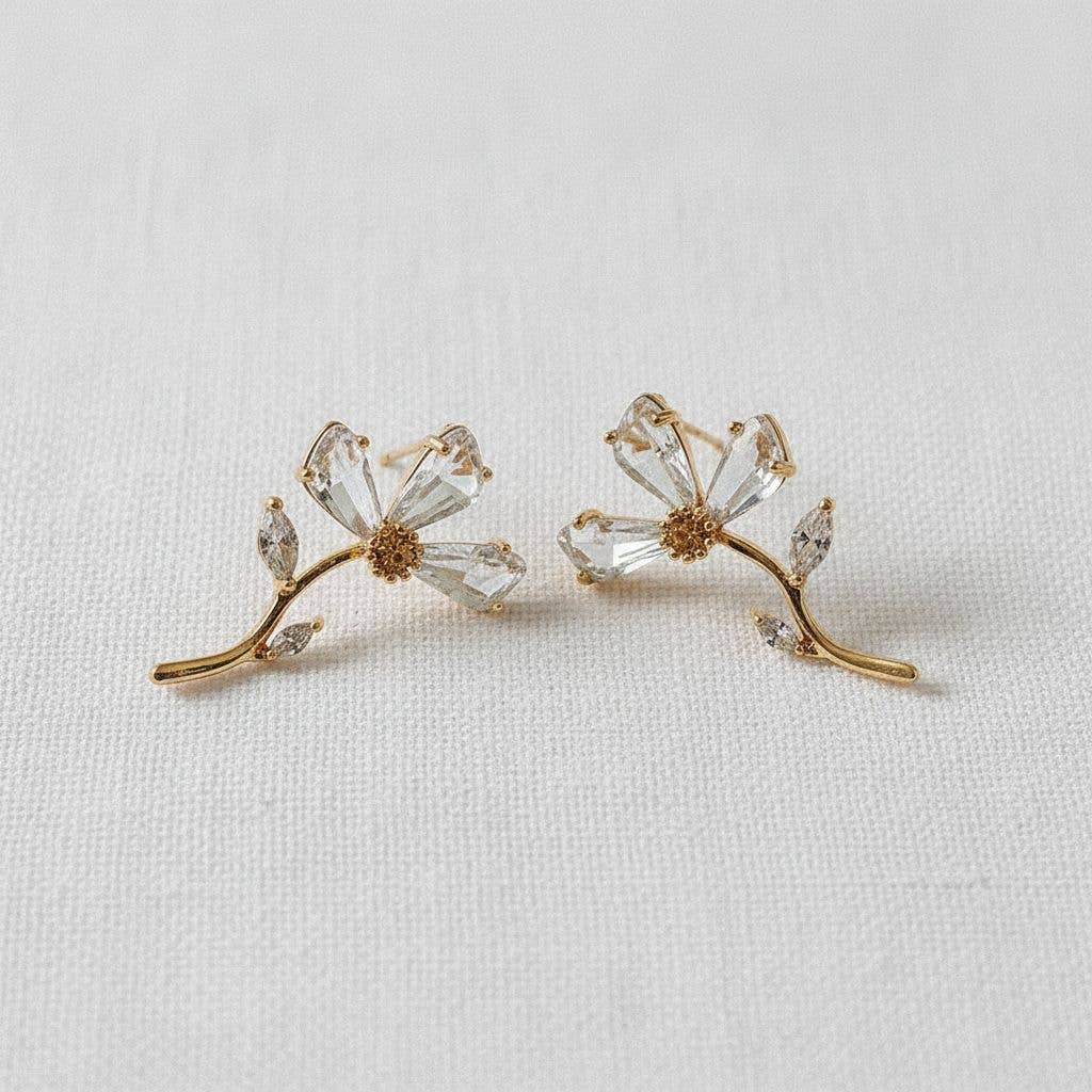 Floral Zircon Stud Earrings - The Country Rabbit Gifts & Décor
