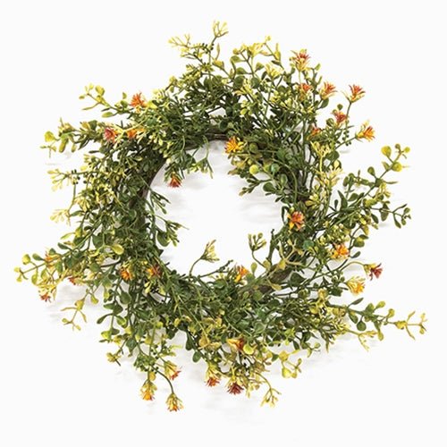 Golden Buds and Baby's Grass Candle Ring 4.5 inch - The Country Rabbit Gifts & Décor