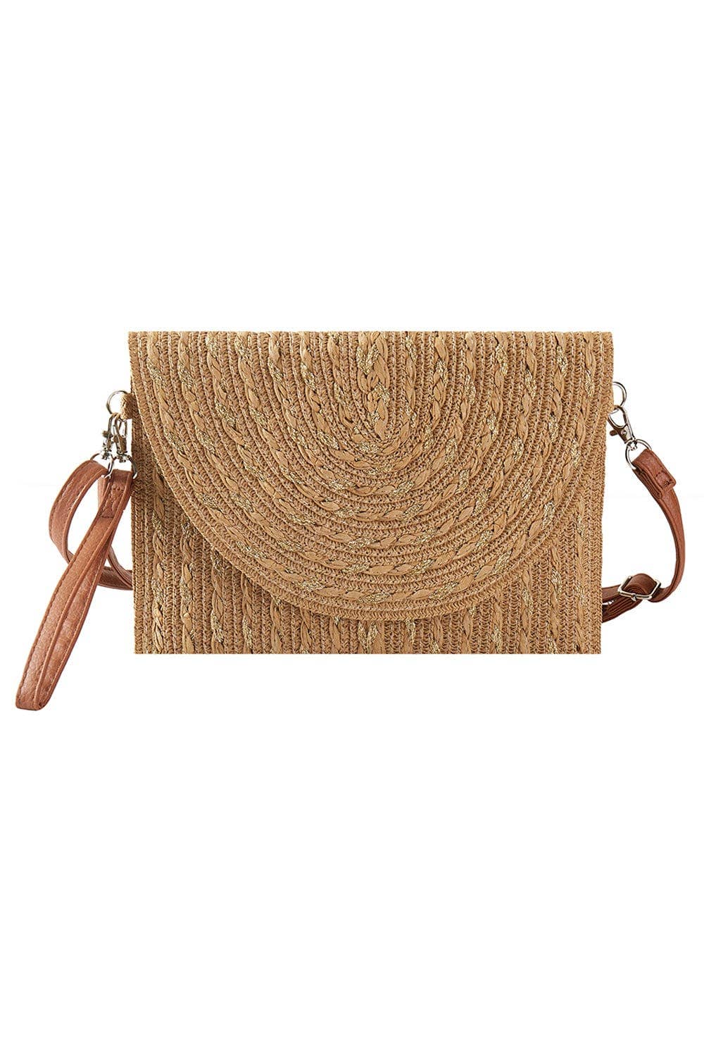 MB0294 Gold Threads Mixed Color Straw Clutch/Crossbody Bag - The Country Rabbit Gifts & Décor