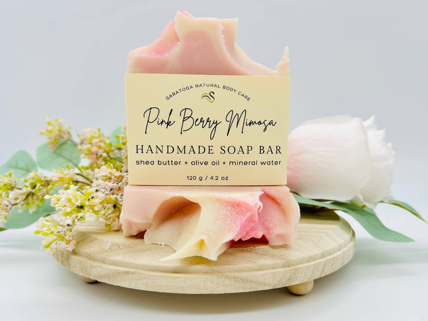 Pink Berry Mimosa Handmade Soap Bar VEGAN COLD PROCESS - The Country Rabbit Gifts & Décor