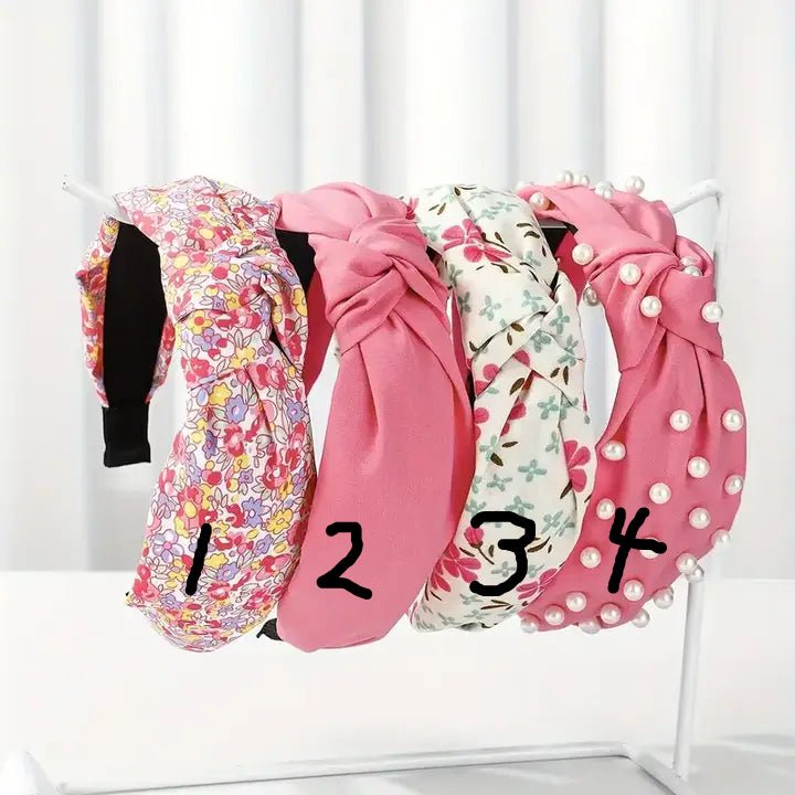 Pink Solid and Patterned Knotted Headbands - The Country Rabbit Gifts & Décor