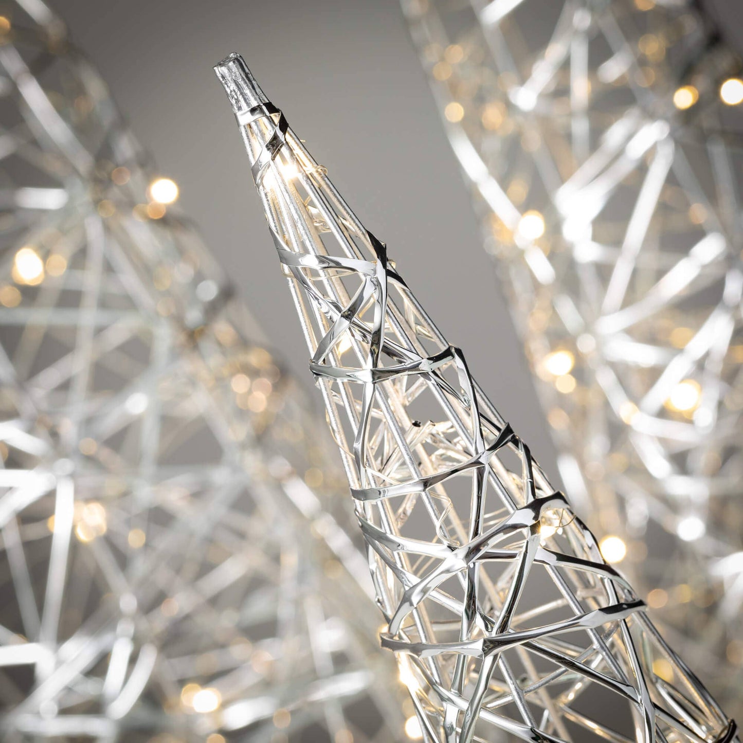 Silver Outdoor Lighted Cones - The Country Rabbit Gifts & Décor