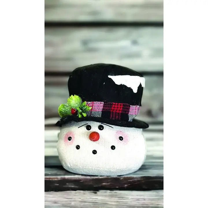 Snowman Head Plush with Black Hat - The Country Rabbit Gifts & Décor