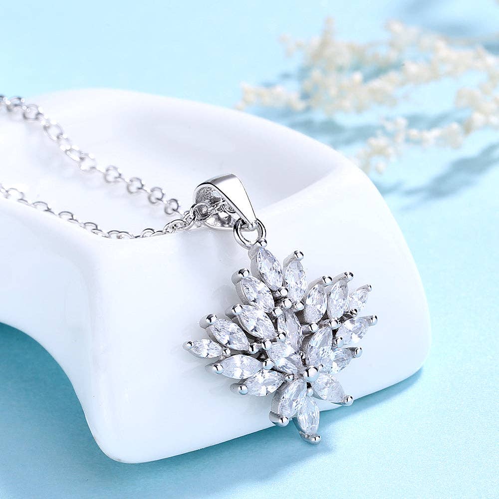 Sterling Silver Cluster Crystal Pendant Necklace - The Country Rabbit Gifts & Décor