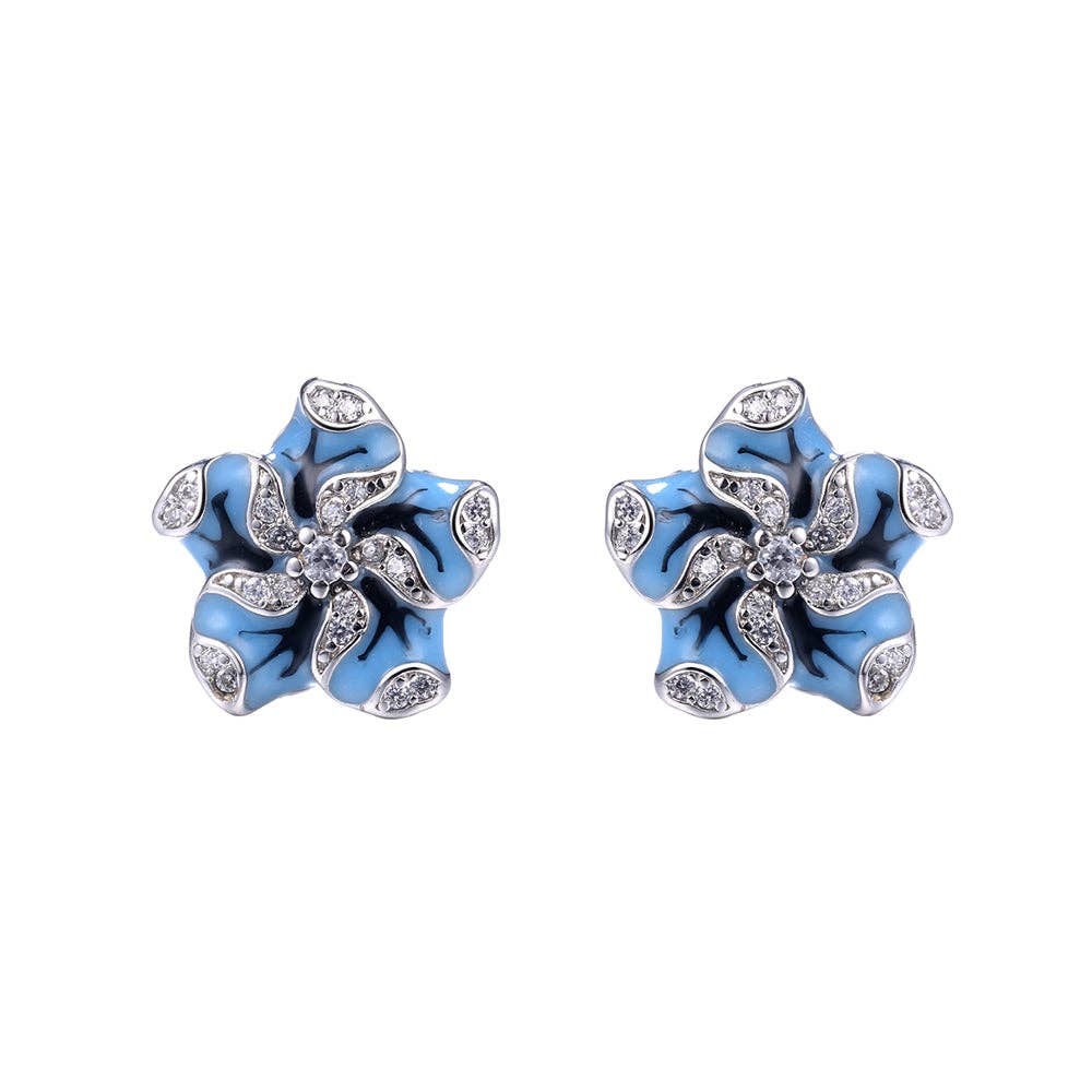 Sterling Silver Flower Earrings with Swarovski Crystal - The Country Rabbit Gifts & Décor