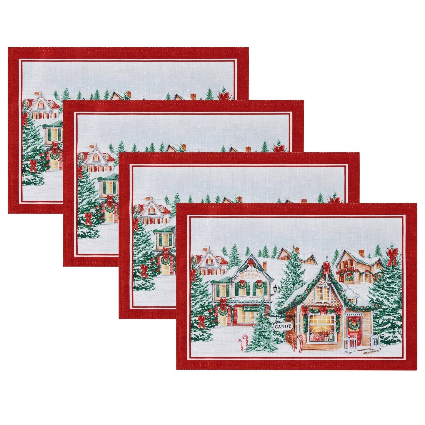 Storybook Christmas Village Holiday Placemat Set of 4 - 13x19 - The Country Rabbit Gifts & Décor