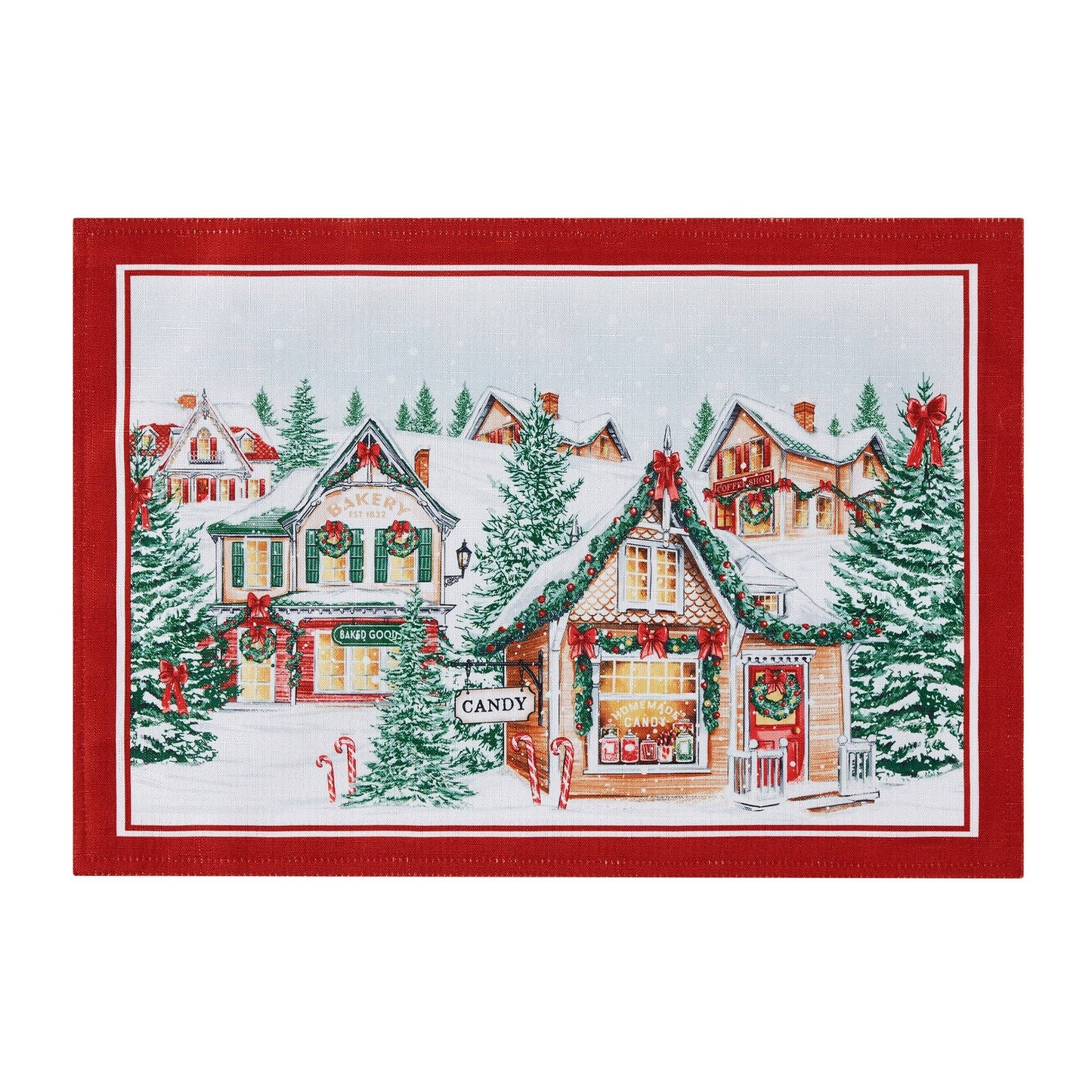 Storybook Christmas Village Holiday Placemat Set of 4 - 13x19 - The Country Rabbit Gifts & Décor