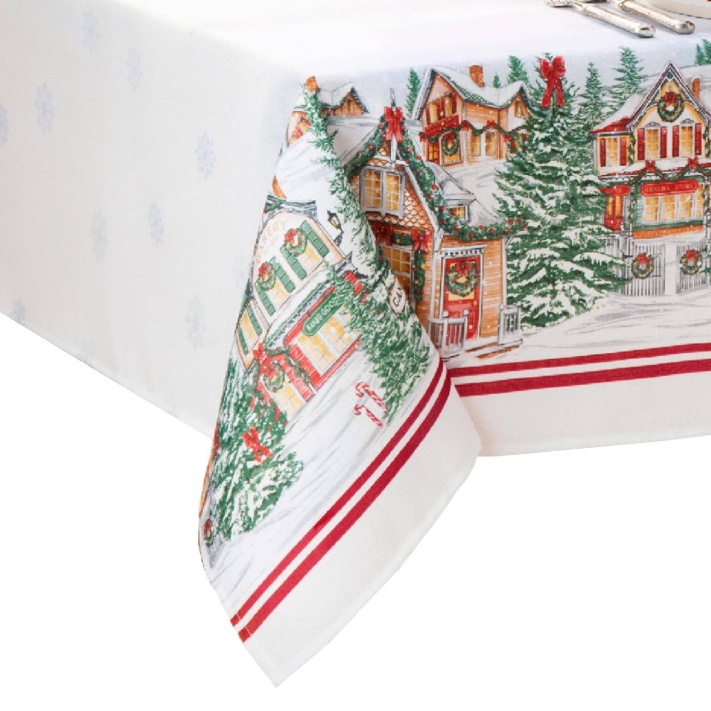 Storybook Christmas Village Holiday Tablecloth - 60x120 - The Country Rabbit Gifts & Décor