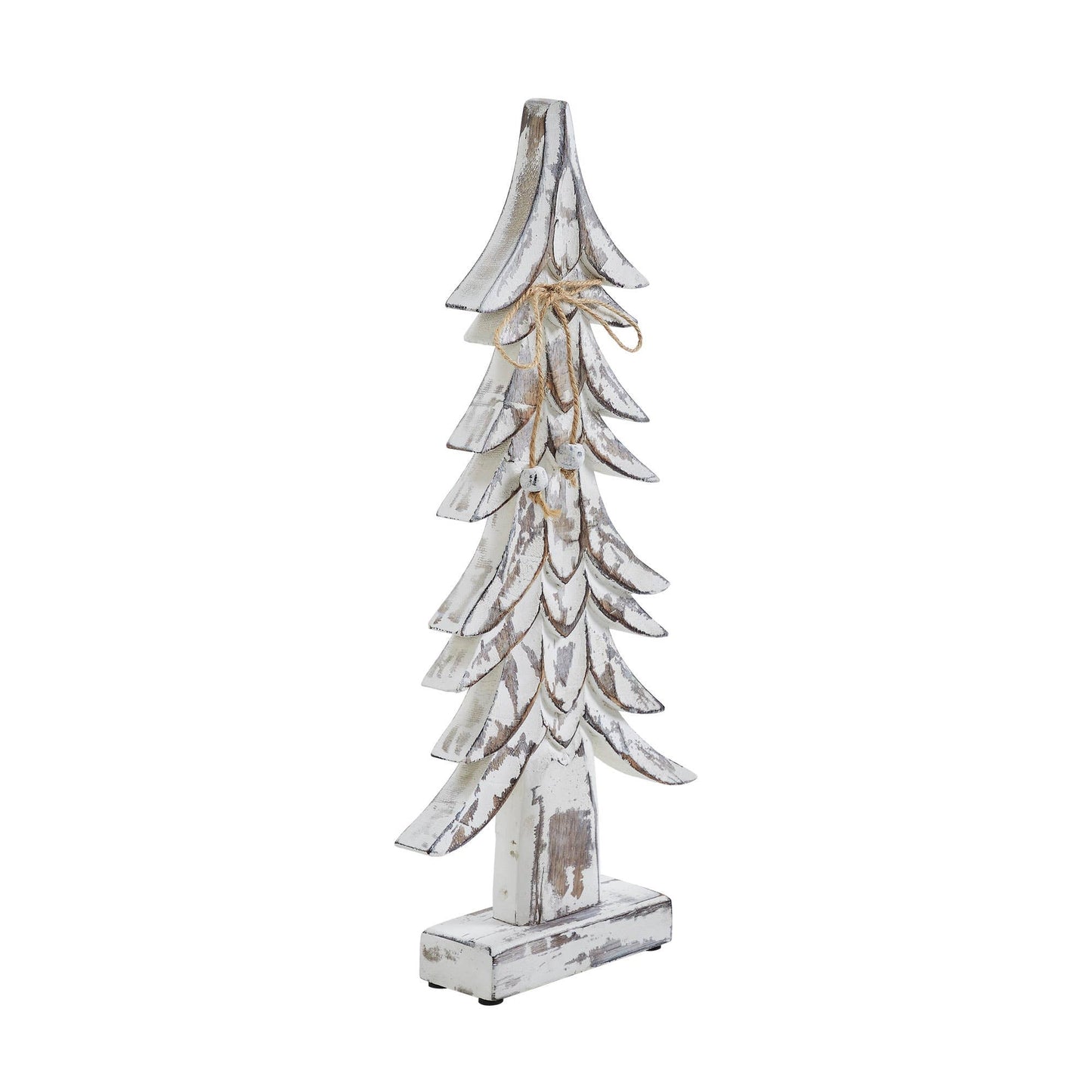 Timber Tidings Distressed White Wooden Tree 17x7.5x2 - The Country Rabbit Gifts & Décor