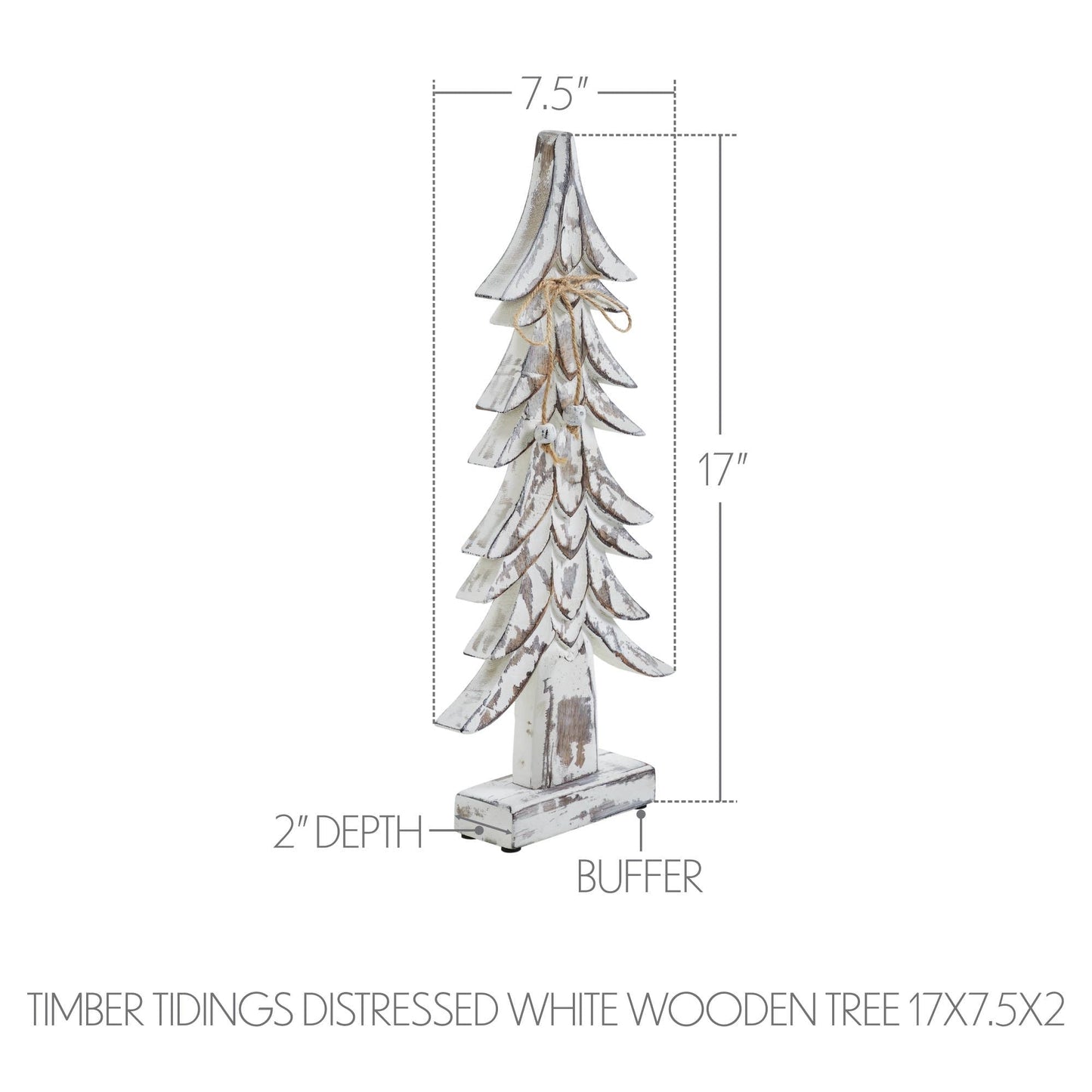 Timber Tidings Distressed White Wooden Tree 17x7.5x2 - The Country Rabbit Gifts & Décor