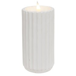 White Fluted Pottery LED Candle, 3" x 6" - The Country Rabbit Gifts & Décor