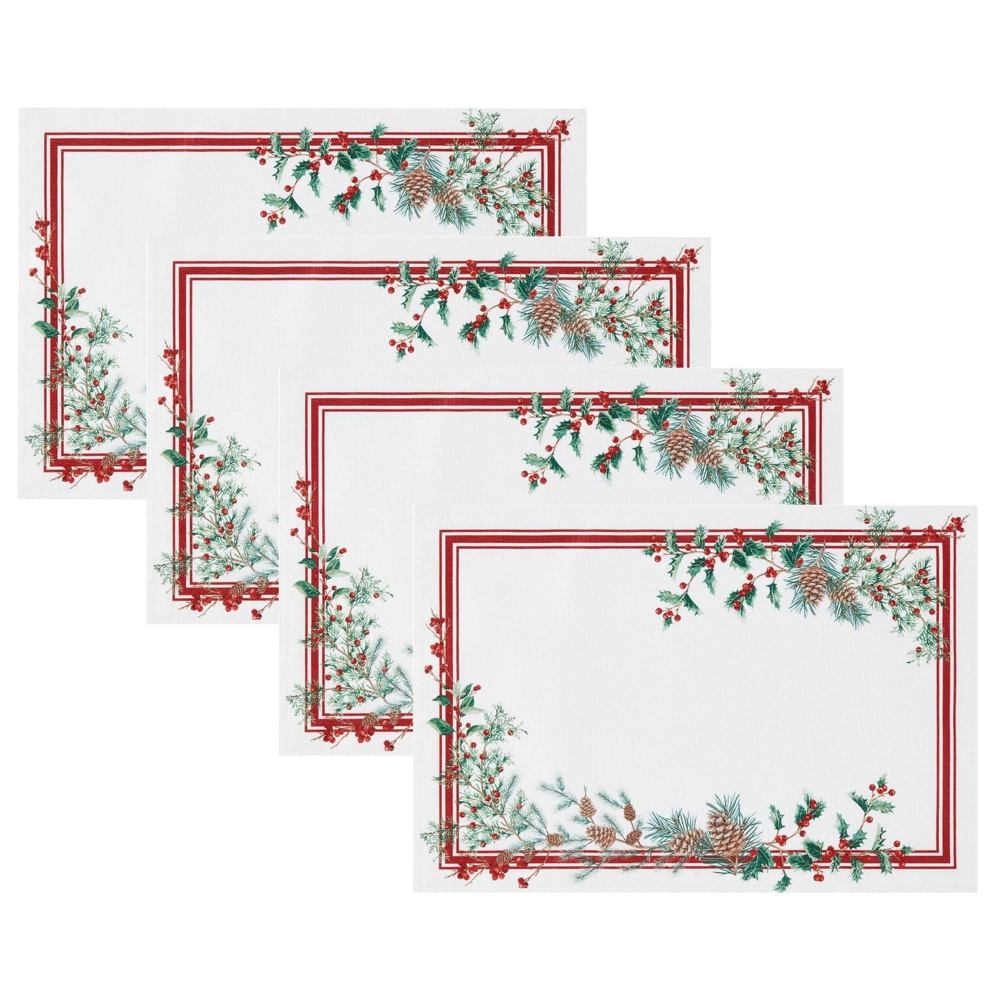 Winter Holiday Berry Placemat Set of 4 - 13x19 - The Country Rabbit Gifts & Décor