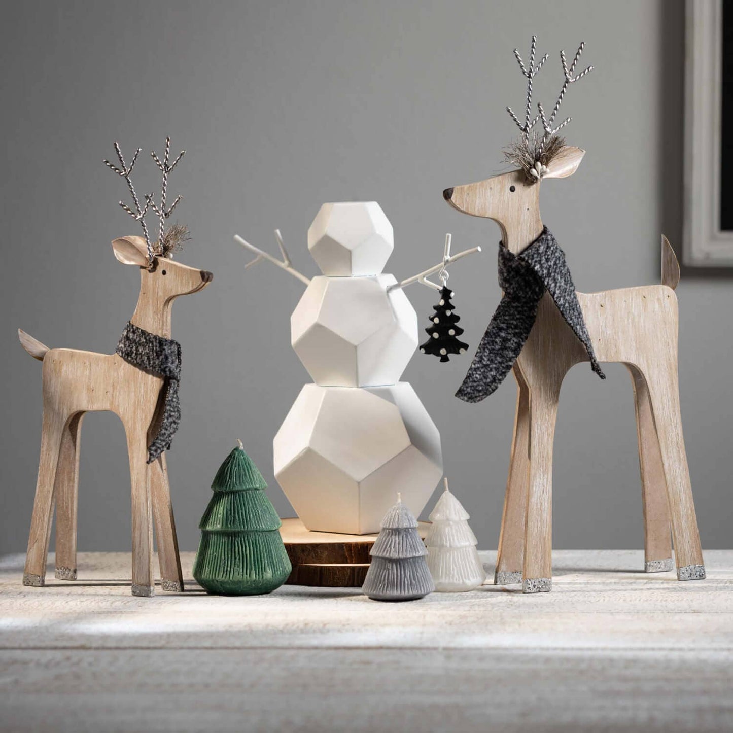 Wood Deer Figurines Set/3 - The Country Rabbit Gifts & Décor
