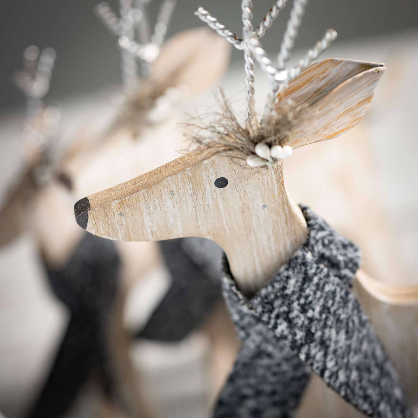 Wood Deer Figurines Set/3 - The Country Rabbit Gifts & Décor