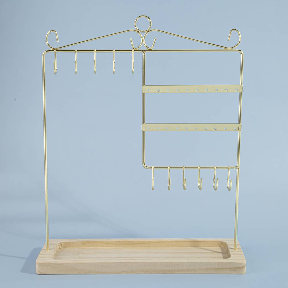 Hanging Hook Jewelry Organizer Stand With Tray