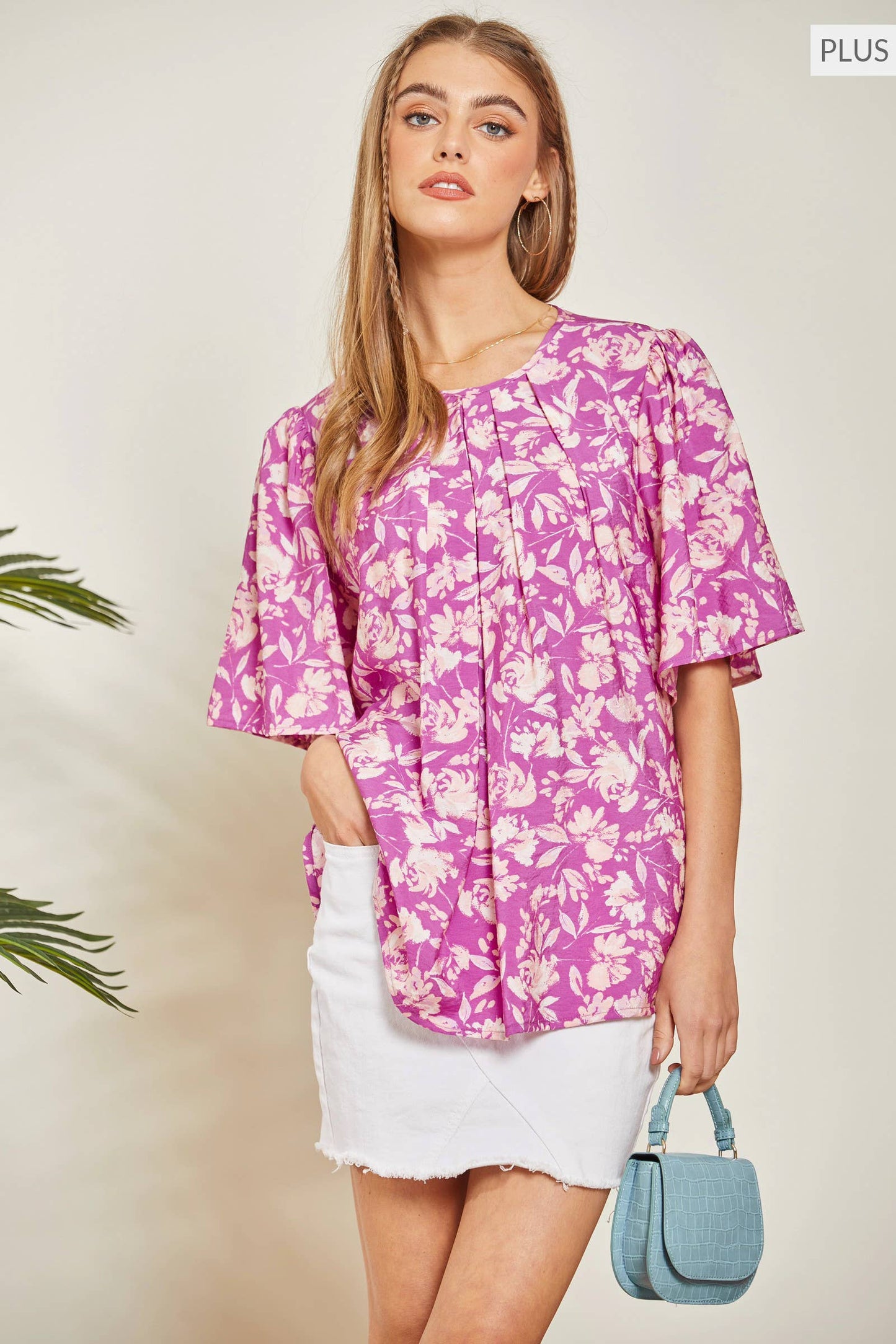 A264  Sophisticated Classic Fun Plus Size Magenta Blouse