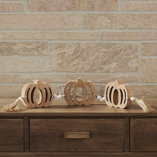 Three Cutout Pumpkins Wood Garland