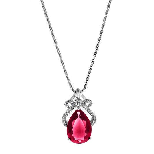 4 Carat Ruby Crown Necklace in 14K White Gold - The Country Rabbit Gifts & Décor