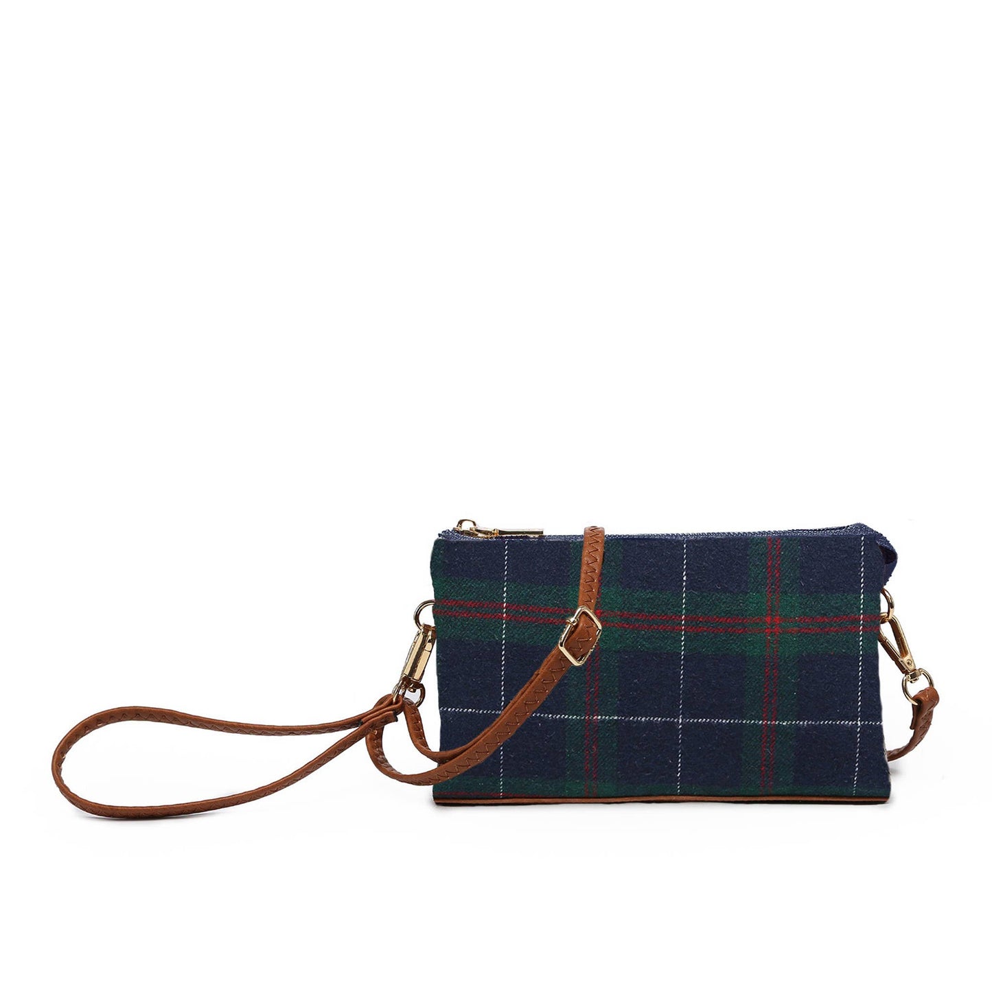 Plaid 3 Compartment Crossbody Bag