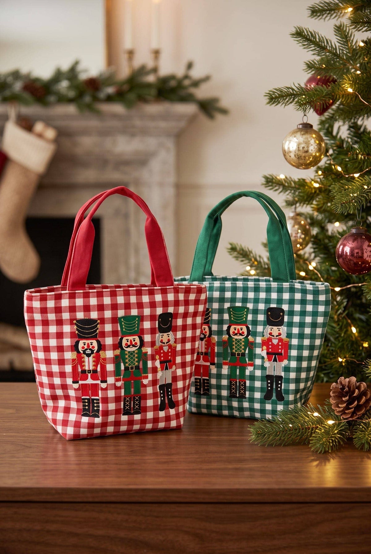 Three Nutcrackers Gingham Tote Bag