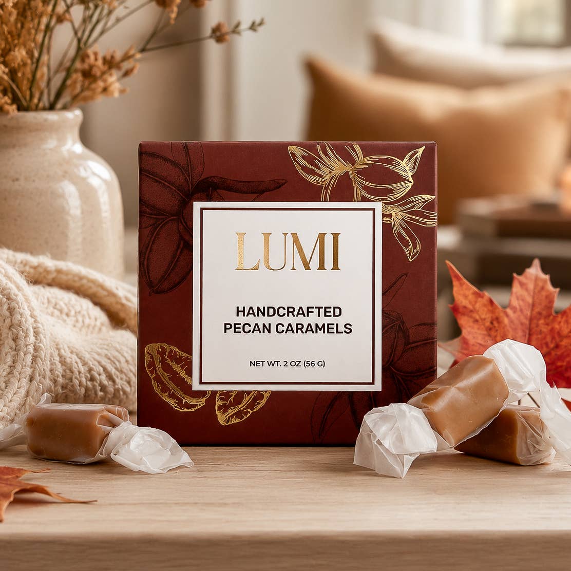 Fall Classic Handcrafted Pecan Caramels, 2 oz