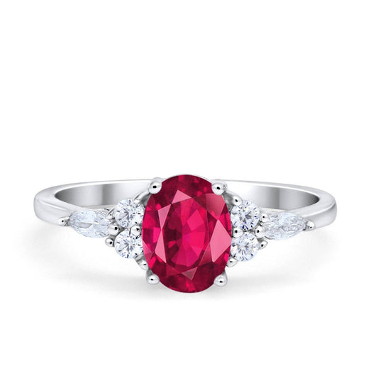 Art Deco Oval Marquise Simulated Ruby CZ Ring