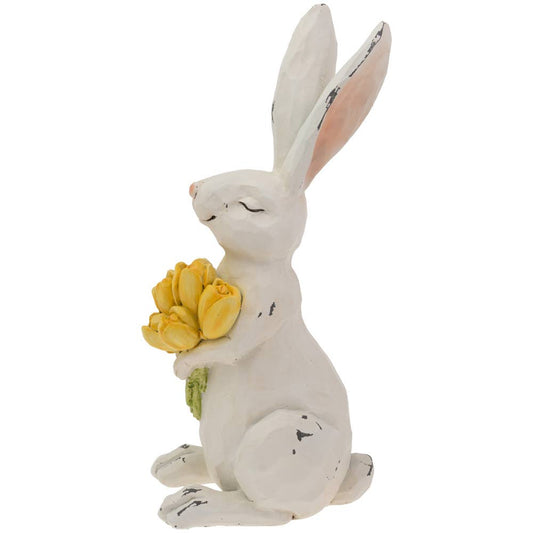 9.5 Inch Noms Bunny With Yellow Tulips Easter - The Country Rabbit Gifts & Décor