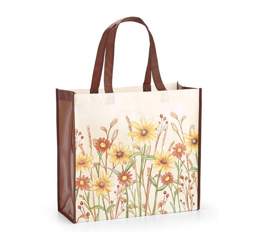 FALL WILDFLOWERS ON CREAM POLY TOTE