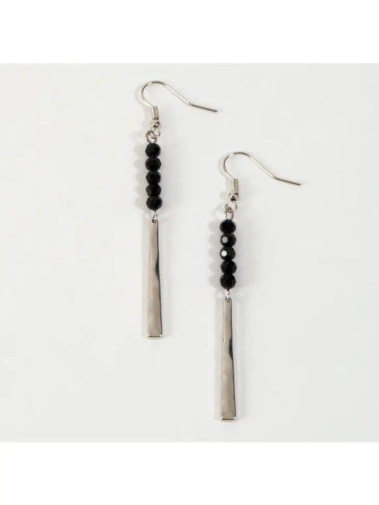 A469 Earrings - Glass Beads and Rectangle Bar