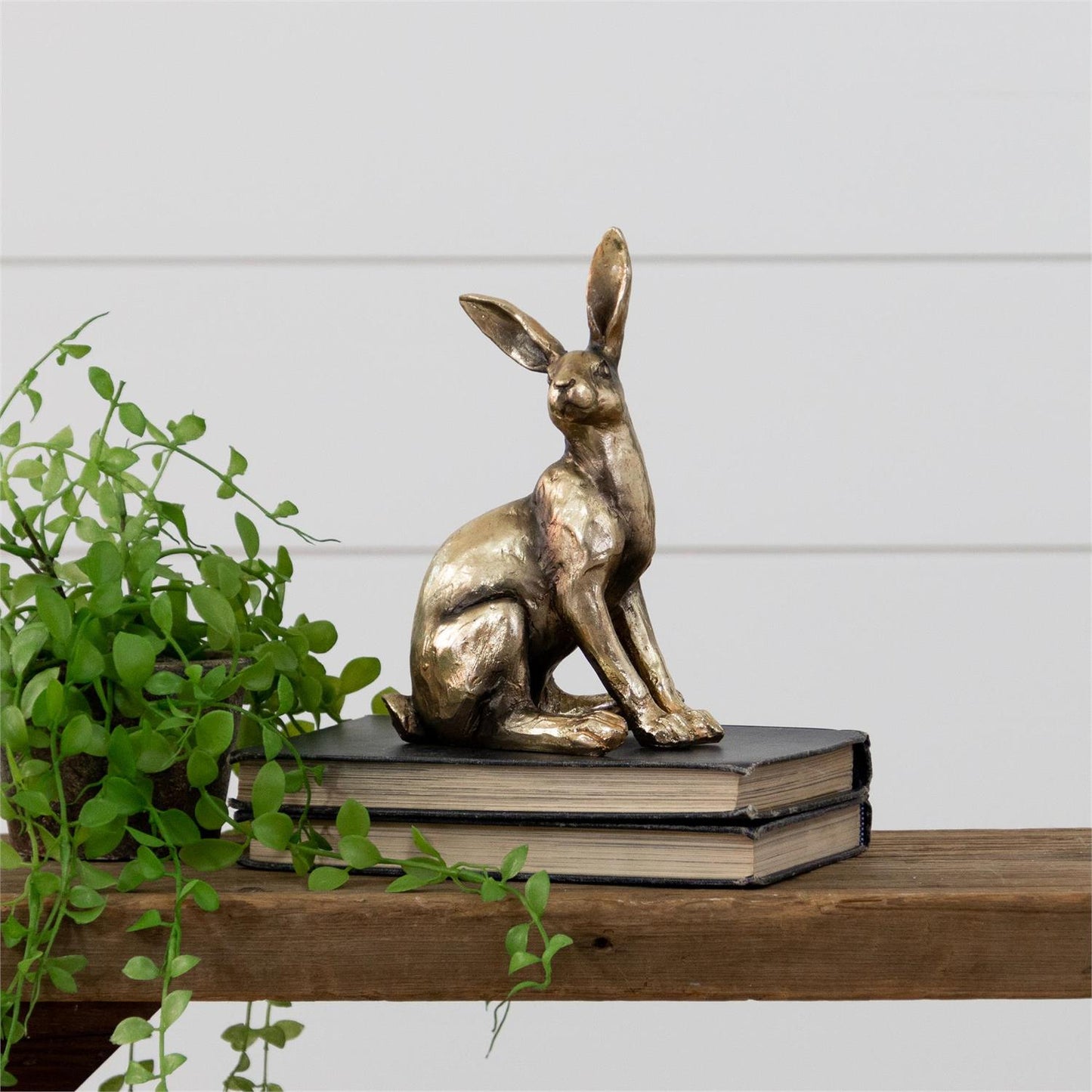 A304 Sitting Brass Tone Rabbit - The Country Rabbit Gifts & Décor