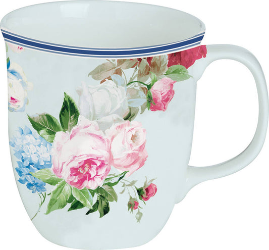 A375 Scarlett Bone China Country Mug in Light Blue with Florals - The Country Rabbit Gifts & Décor