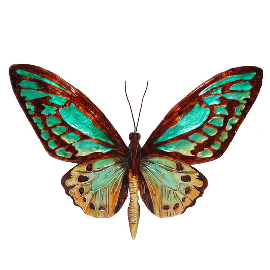 A380 Butterfly Wall Décor | Metal and Capiz | Shades of Aqua, Golds and Browns - The Country Rabbit Gifts & Décor